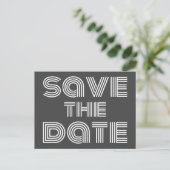 Retro 70s Disco Stijl Zwart Wit Save The Date Briefkaart (Staand voorkant)