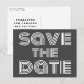 Retro 70s Disco Stijl Zwart Wit Save The Date Briefkaart (Voorkant / Achterkant)