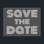 Retro 70s Disco Style Black White sparen de datum Briefkaart<br><div class="desc">Retro 70s Disco Style Black White Save the Date Briefkaart</div>