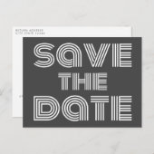 Retro 70s Disco Style Black White sparen de datum Briefkaart (Voorkant / Achterkant)