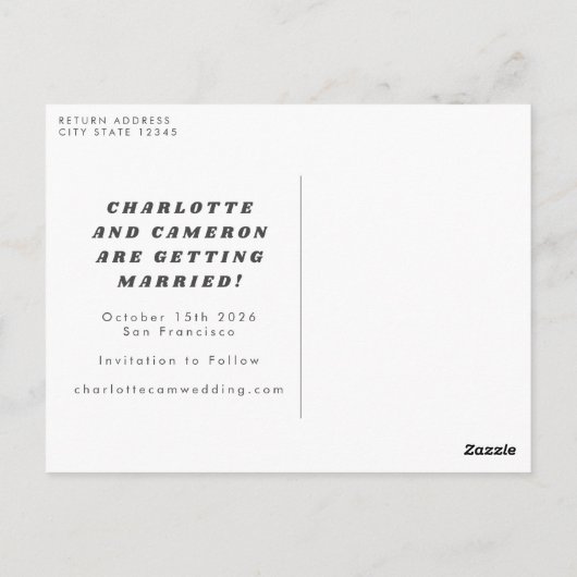 Retro 70s Disco Style Black White sparen de datum Briefkaart (Achterkant)