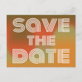 Retro 70s Disco Style Oranje groen sparen de datum Briefkaart (Voorkant)
