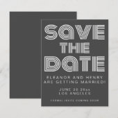 Retro 70s Disco Typografie Zwart-wit Huwelijk Save The Date (Voorkant / Achterkant)