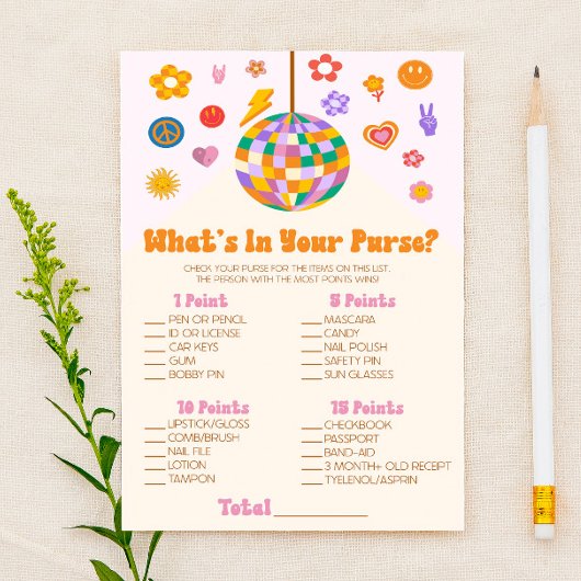 Retro 70's Disco wat is er in Purse Baby shower Ga Briefpapier