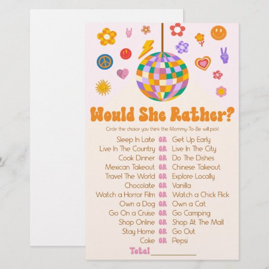 Retro 70's Disco zou ze liever Baby shower spelen Briefpapier (Voorkant / Achterkant)