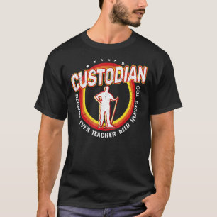 retro 70s en 80s omdat zelfs Janitor en school T-shirt
