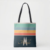 Retro 70s esthetiek mid-century streep aangepaste  tote bag (Voorkant)