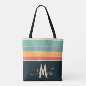 Retro 70s esthetiek mid-century streep aangepaste  tote bag (Achterkant)