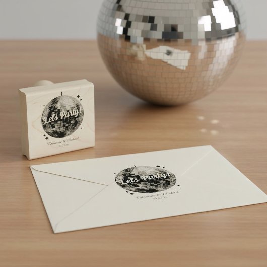 Retro 70's Feest Disco Bal Glamour Bruiloft Rubberstempel