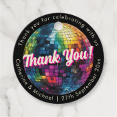 Retro 70's Feest Disco Bal Glans Bruiloft Bedankjes Labels (Voorkant)