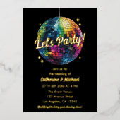 Retro 70's Feest Disco Bal Glans Bruiloft Folie Uitnodiging (Voorkant)