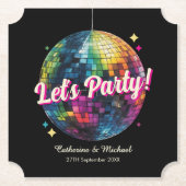 Retro 70's Feest Disco Bal Glans Bruiloft Kartonnen Onderzetters (Voorkant)
