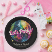 Retro 70's Feest Disco Bal Glans Bruiloft Papieren Bordje (Feest)