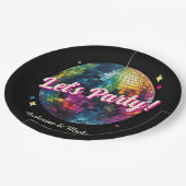 Retro 70's Feest Disco Bal Glans Bruiloft Papieren Bordje (Gekanteld)