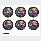 Retro 70's Feest Disco Bal Glans Bruiloft Ronde Sticker (Vel)