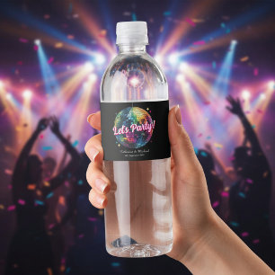 Retro 70's Feest Disco Bal Schitter Glamourige Huw Waterfles Etiket