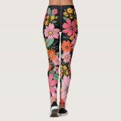 Retro 70s Floral Groovy Daisy Backdrop black Leggings (Achterkant)