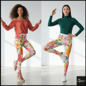 Retro 70s Floral Groovy Daisy Backdrop Leggings