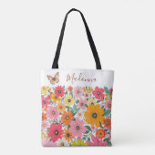 Retro 70s Floral Groovy Daisy Backdrop Tote Bag (Achterkant)