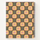 Retro 70s Floral Pattern Brown op persoonlijke tit Notitieboek (Achterkant)