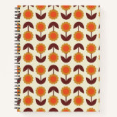 Retro 70s Floral Pattern Oranje en Brown Notitieboek (Voorkant)