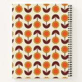 Retro  70s Floral Pattern Oranje en Brown Notitieboek (Achterkant)