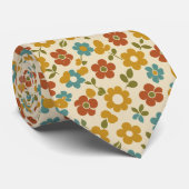 Retro 70s Floral Pattern Stropdas (Opgerold)