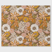 Retro 70s Floral Wrapping Paper Cadeaupapier (Vlak)