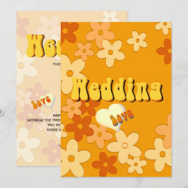 Retro 70s Flower Power Chic Wedding Invitation Kaart