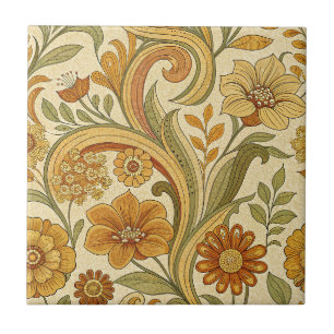 Retro 70s Flower Power Gele Madeliefjes Bloemendes Tegeltje