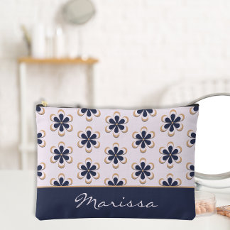 Retro 70's Flower Power Navy Barely Pink Etui