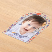 Retro 70s Flower Power Photo Aankondiging (Laagn)