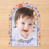 Retro 70s Flower Power Photo Aankondiging (Voorkant)