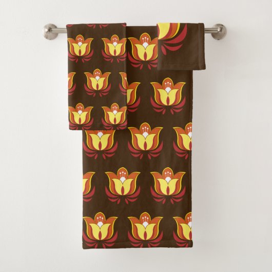  Retro 70s Flowers Bad Handdoek (Insitu)