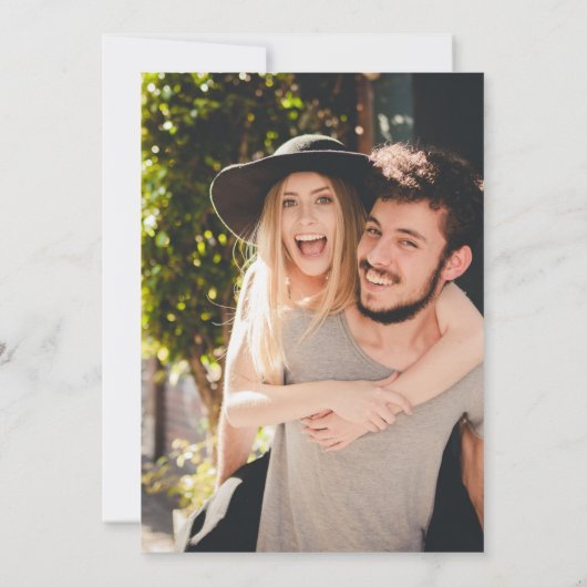 Retro 70s Flowers Bright Oranje Afbeelding bruilof Save The Date (Achterkant)