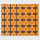 Retro 70s Flowers Floral Pattern Oranje en Brown Cadeaupapier (Vlak)