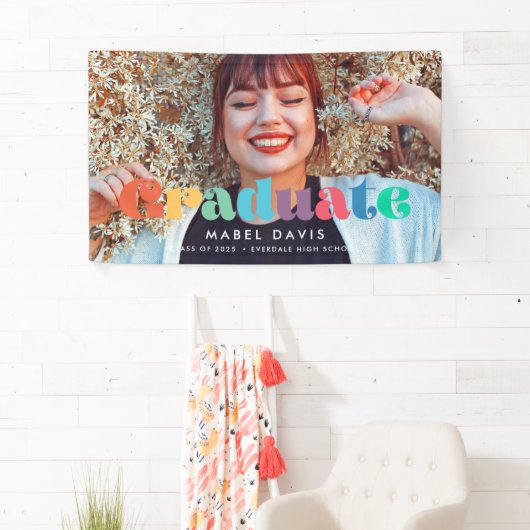 Retro 70s Foto afstuderen Afstuderen Spandoek (Insitu)