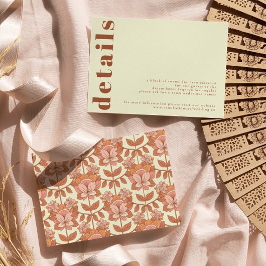 Retro 70s geïnspireerd Bruiloft Details Kaart