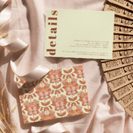 Retro 70s geïnspireerd Bruiloft Details Kaart