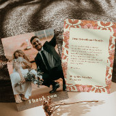 Retro 70s geïnspireerd Oranje bruiloft dank u kaar Kaart