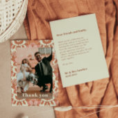 Retro 70s geïnspireerd Oranje bruiloft dank u kaar Kaart