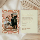 Retro 70s geïnspireerd Oranje bruiloft dank u kaar Kaart