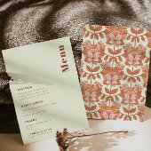 Retro 70s geïnspireerd Oranje bruiloft Menu Kaart