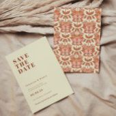 Retro 70s geïnspireerd Sinaasappel Bruiloft Save t Kaart