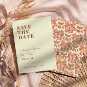 Retro 70s geïnspireerd Sinaasappel Bruiloft Save t Kaart