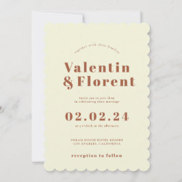 Retro 70s geïnspireerd Sinaasappel bruiloft uitnod Kaart