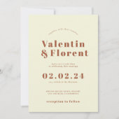 Retro 70s geïnspireerd Sinaasappel bruiloft uitnod Kaart (Voorkant)