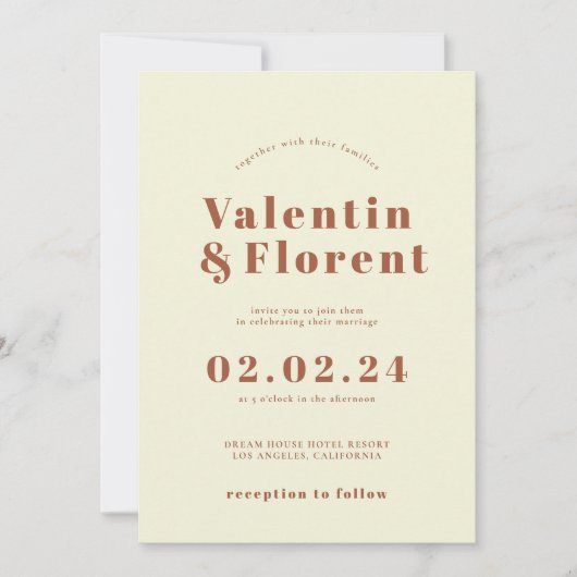 Retro 70s geïnspireerd Sinaasappel bruiloft uitnod Kaart (Voorkant)