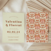 Retro 70s geïnspireerd Sinaasappel bruiloft uitnod Kaart