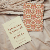 Retro 70s geïnspireerd Sinaasappel bruiloft uitnod Kaart